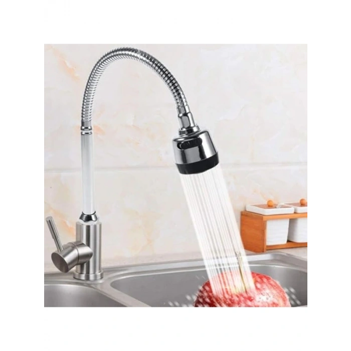 360° Dönebilen Esnek Borulu Mutfak Musluğu - Paslanmaz Çelik