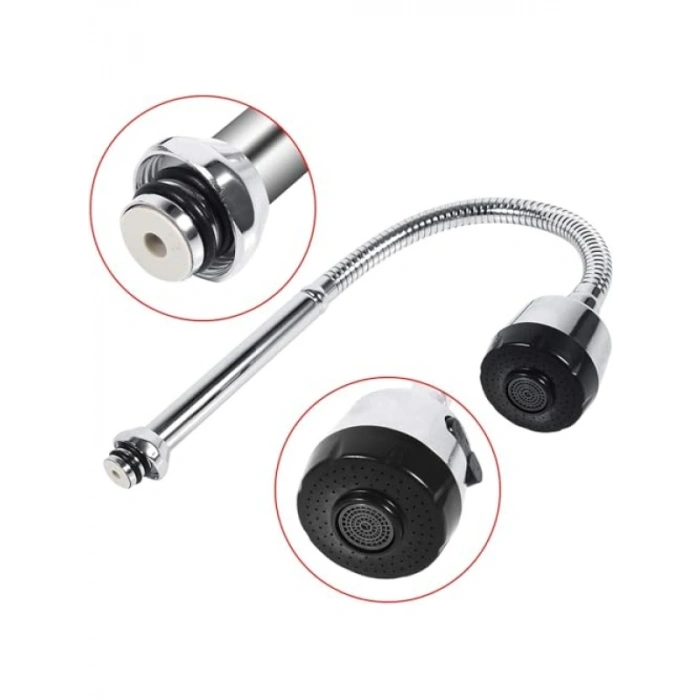 360° Dönebilen Esnek Borulu Mutfak Musluğu - Paslanmaz Çelik