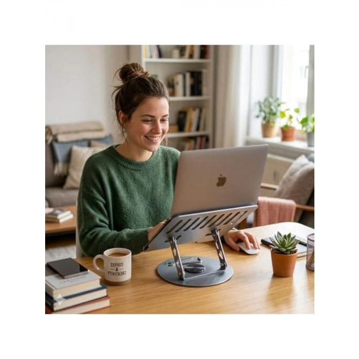 360° Dönebilen Metal Laptop Standı, Katlanabilir Tasarım
