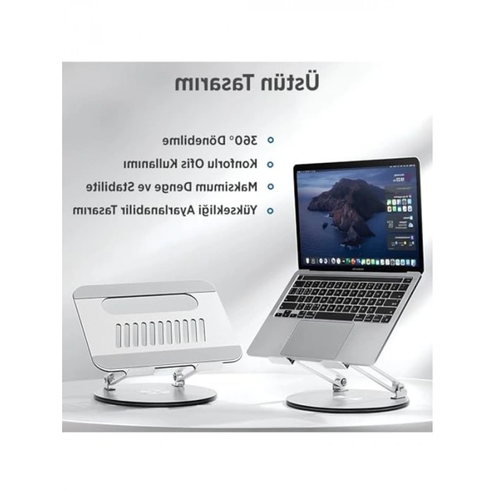360° Dönebilen Yükseklik Ayarlı Laptop Standı: Metal Yapı ile Sağlam