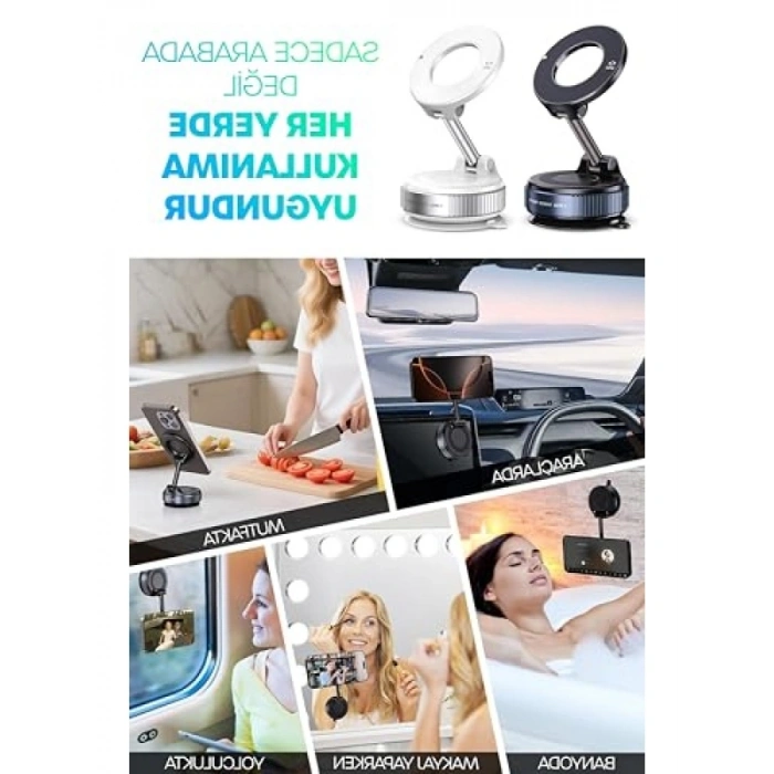 360° Dönebilir Araç Telefon Tutucu, Güçlü Vantuz ile