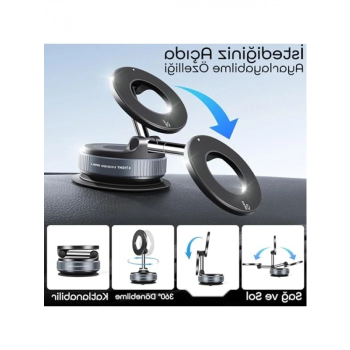 360° Dönebilir Araç Telefon Tutucu, Güçlü Vantuz ile