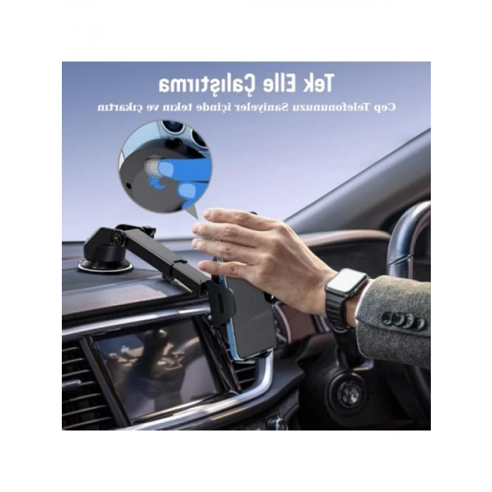 360° Dönebilir Vantuzlu Araç Telefon Tutucu, Tek Tuşla Sabitleme Özelliği