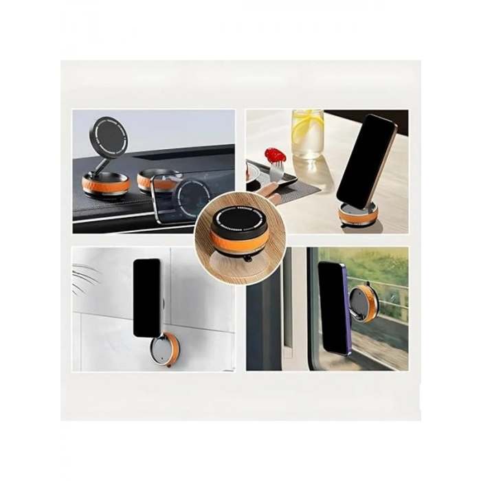 360° Döner Başlıklı Manyetik Araç Telefon Tutucu - Turuncu