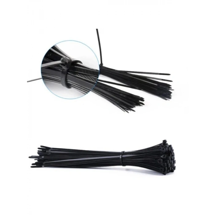 3,6x370 Siyah Kablo Bağı, Plastik Cırt Kelepçe, 100 Adet
