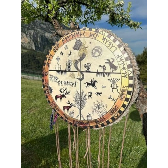 37 cm Geleneksel Tasarım Kam Davul, UV Baskı ile
