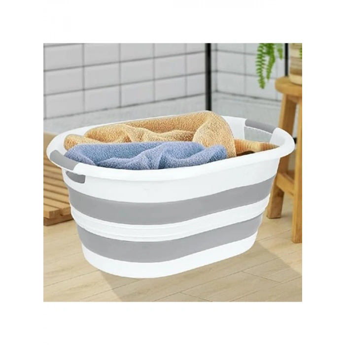 38 Litre Kapasiteli Katlanabilir Silikon Çamaşır Sepeti, Ergonomik