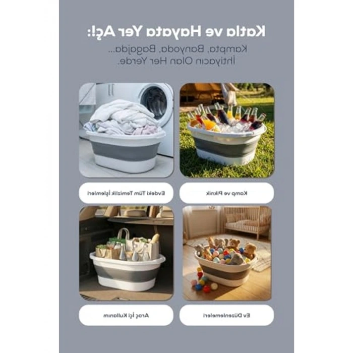 38 Litre Kapasiteli Katlanabilir Silikon Çamaşır Sepeti, Ergonomik