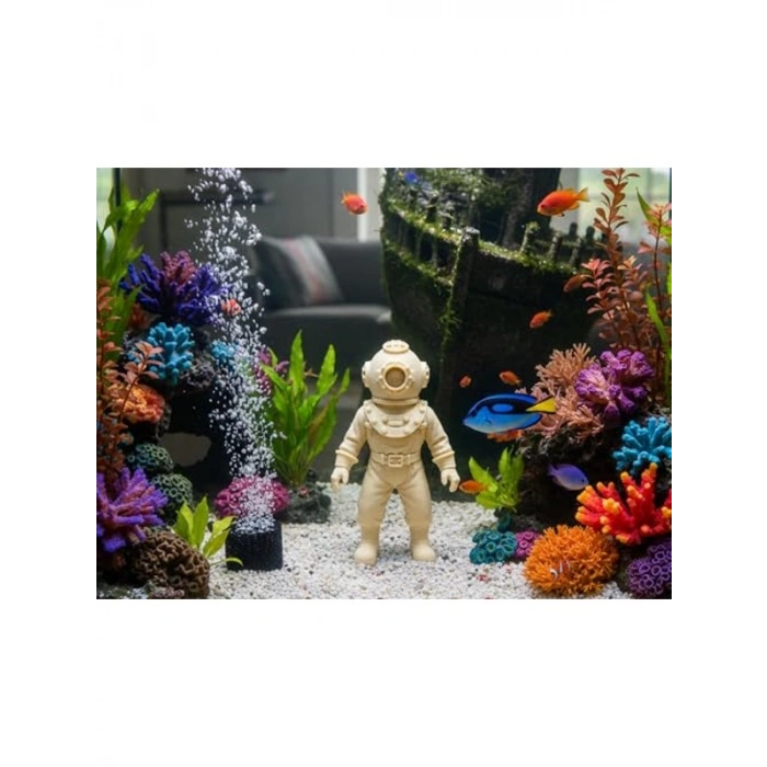 3D Baskı Akvaryum Dalgıç Figürü, Dekoratif Süs