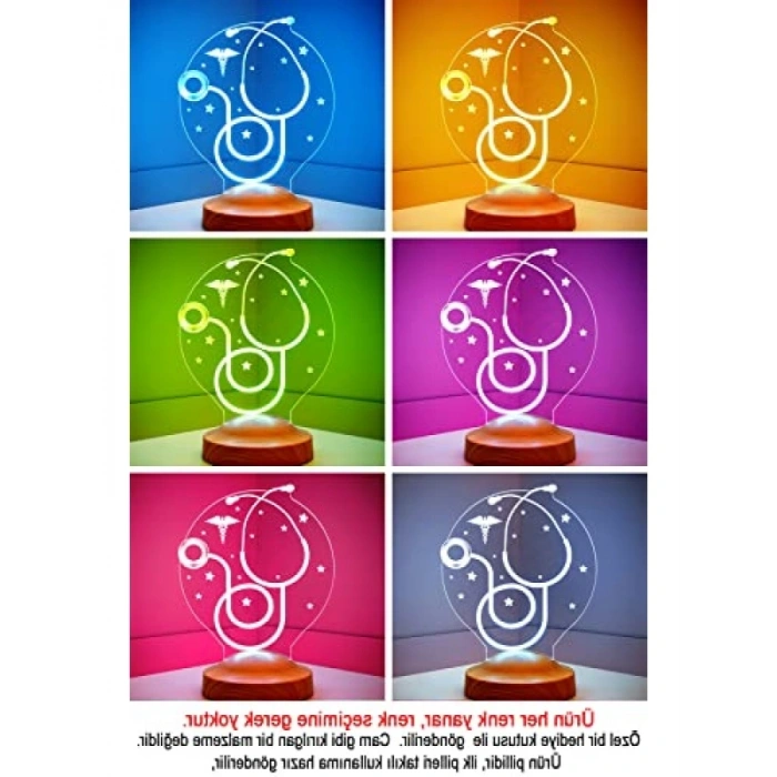 3D Doktor Hediyesi Stetoskop Temalı LED Lamba