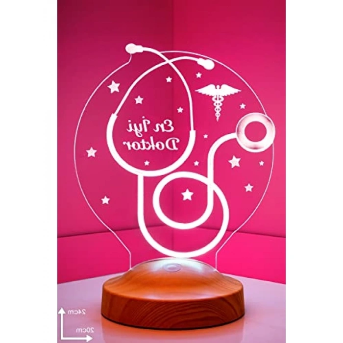 3D Doktor Hediyesi Stetoskop Temalı LED Lamba