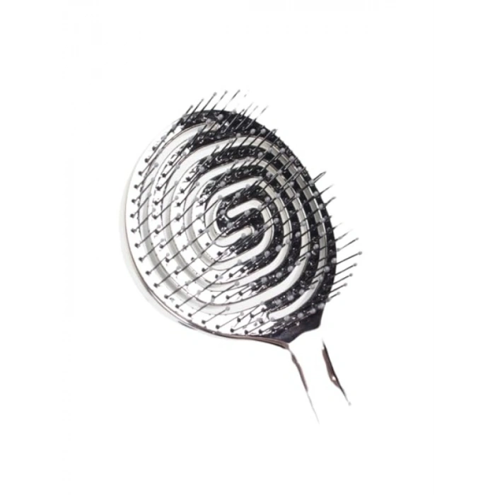 3D Flexi Kontrol Açma ve Tarama Saç Fırçası - Gümüş