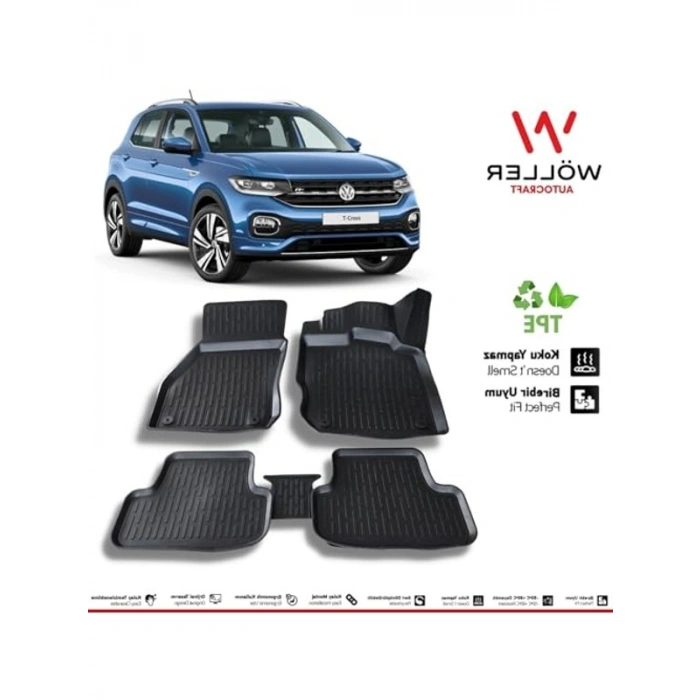 3D Havuzlu Paspas, 2022 Sonrası VW T-Cross için Uyumlu