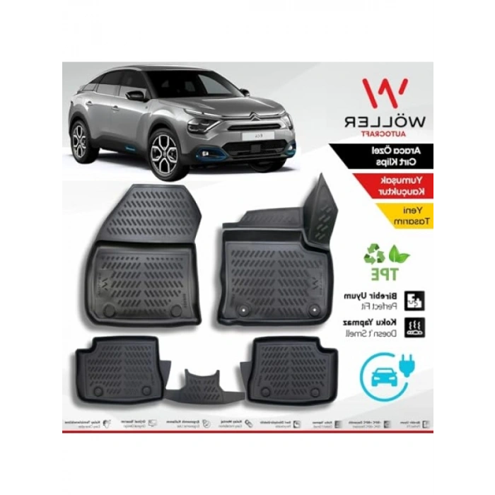 3D Havuzlu Paspas, Citroen E C4 Elektrikli Araçlar İçin Uyumlu