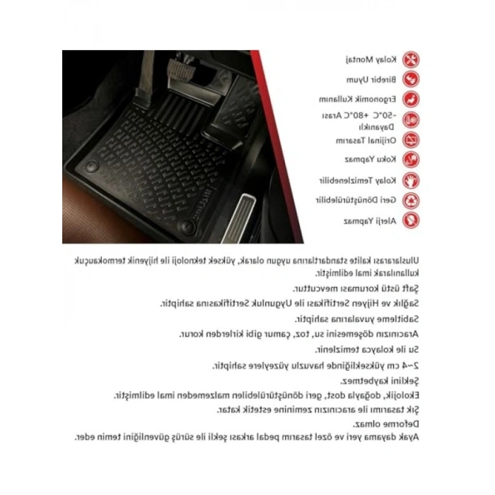 3D Havuzlu Paspas - Fiat Doblo 2015 Sonrası