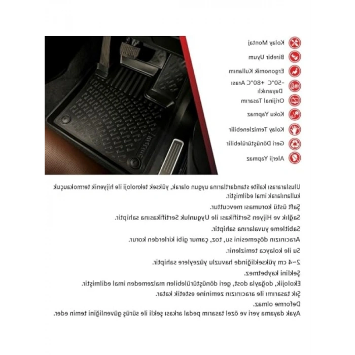 3D Havuzlu Paspas - Volkswagen Caddy (2016-2020) Uyumlu