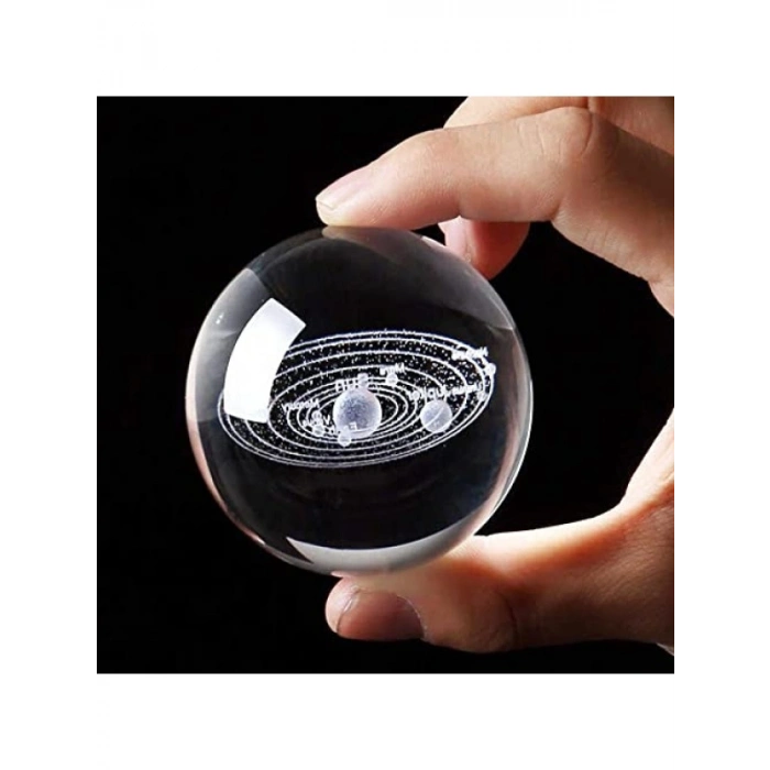 3D Işıklı Gezegen Cam Küre Dekoratif Hediyelik