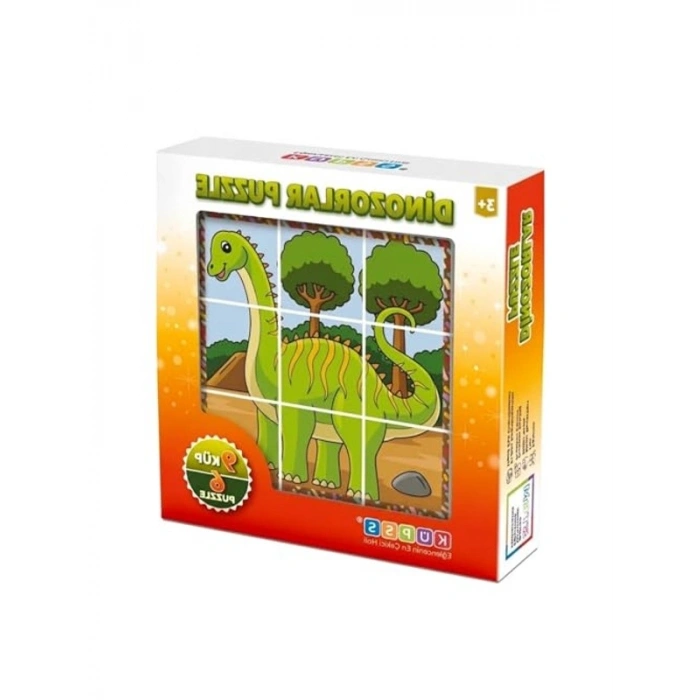 3D Küp Puzzle Seti - 9 Küp ile Dinozor Eğlencesi