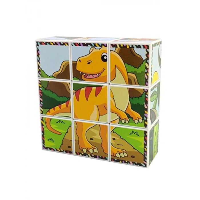 3D Manyetik Dinozor Puzzle Seti - 9 Mıknatıslı Küp ile Eğlenceli Öğrenim