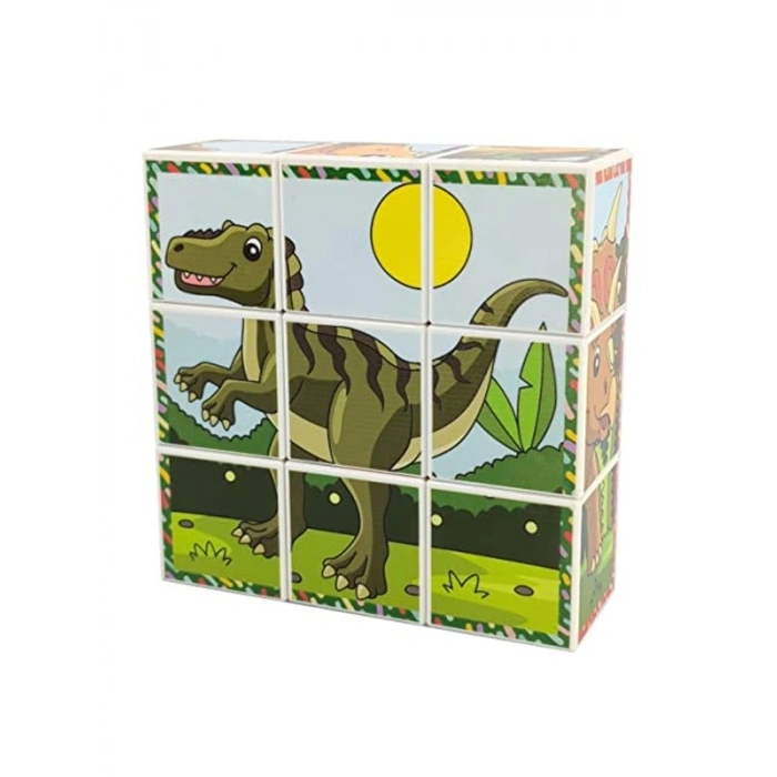 3D Manyetik Dinozor Puzzle Seti - 9 Mıknatıslı Küp ile Eğlenceli Öğrenim