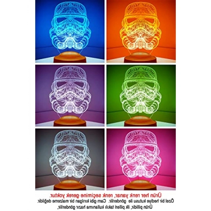 3D Stormtrooper Temalı 3 Boyutlu LED Lamba