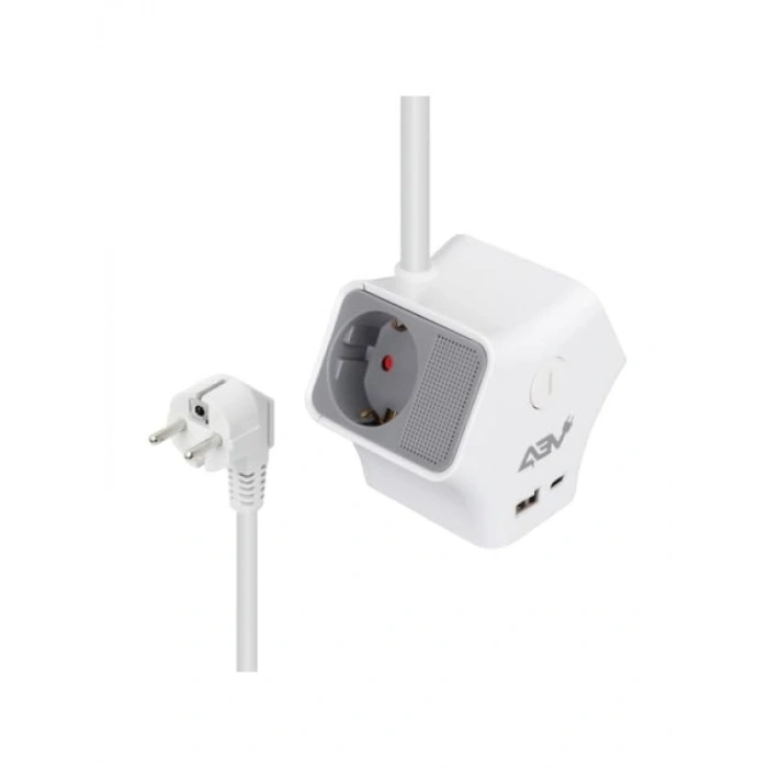 3’lü Anahtarlı Grup Priz, 3680W 16A, 2 USB ve 1 Type-C Çıkışlı