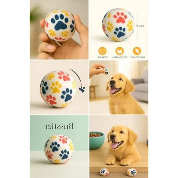 3’lü Kauçuk Tenis Topu Seti, Orta Irk Köpekler İçin Dayanıklı