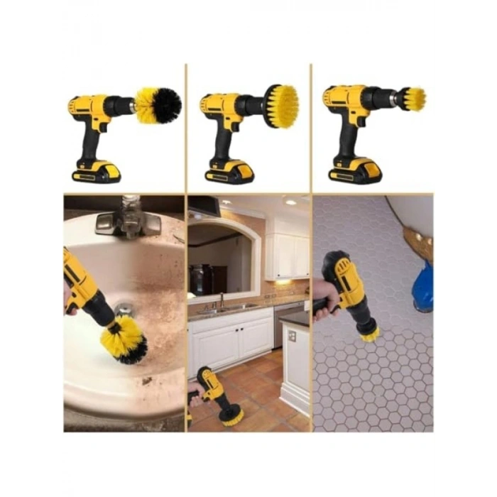 3’lü Matkap Fırça Başlık Seti, Naylon Temizlik Fırçaları