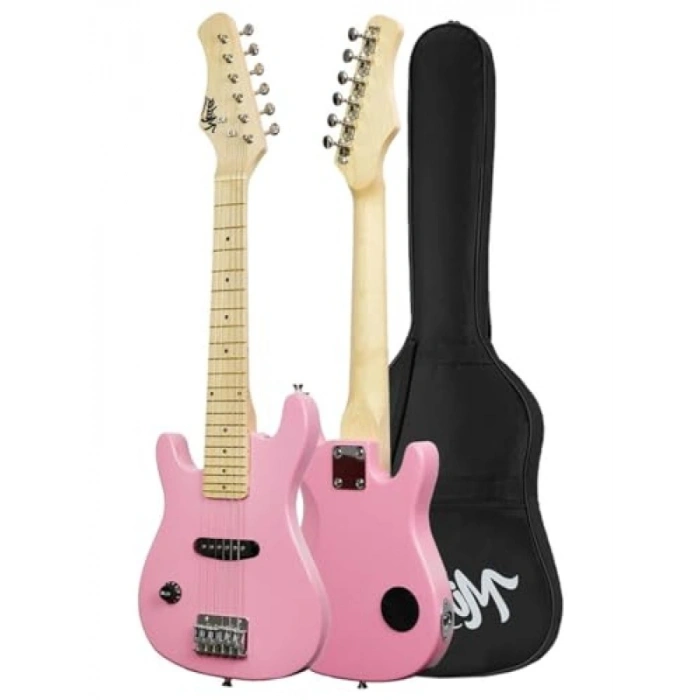 4-6 Yaş Çocuklar İçin Pembe Amfili Elektro Gitar Seti