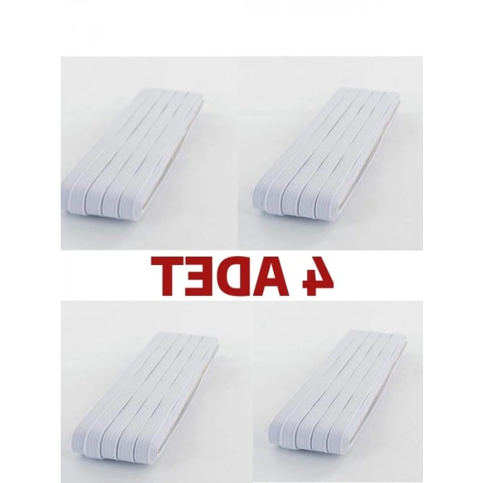 4 Adet 0.80 Cm Beyaz Bel Paça Don Lastiği Geniş Yassı Lastik 40 Metre