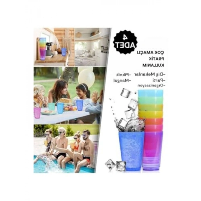 4 Adet Kırılmaz 250 ML Parti Piknik Bardağı