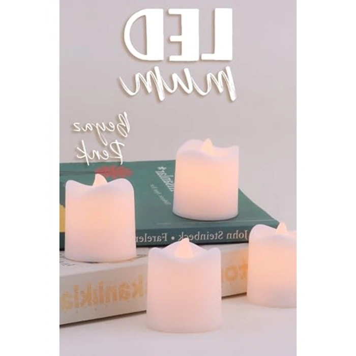 4 Adet Mini Led Mum Seti, Pilli ve Dumansız Dekoratif Işık