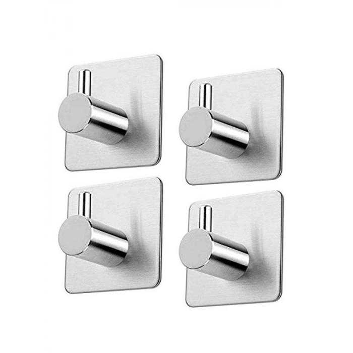 4 Adet Paslanmaz Çelik Banyo Askısı, Kendinden Yapışmalı Sistem