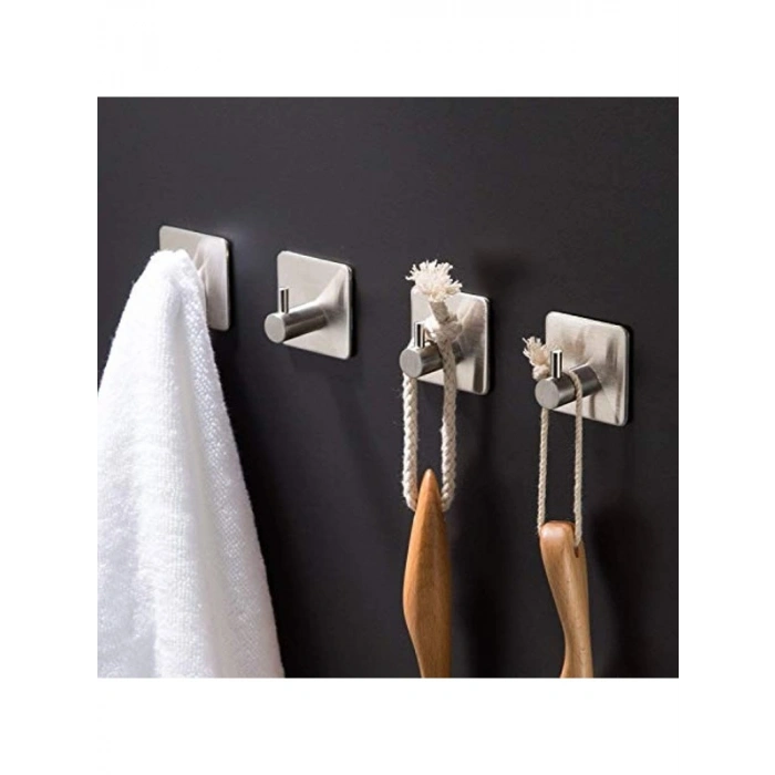 4 Adet Paslanmaz Çelik Banyo Askısı, Kendinden Yapışmalı Sistem