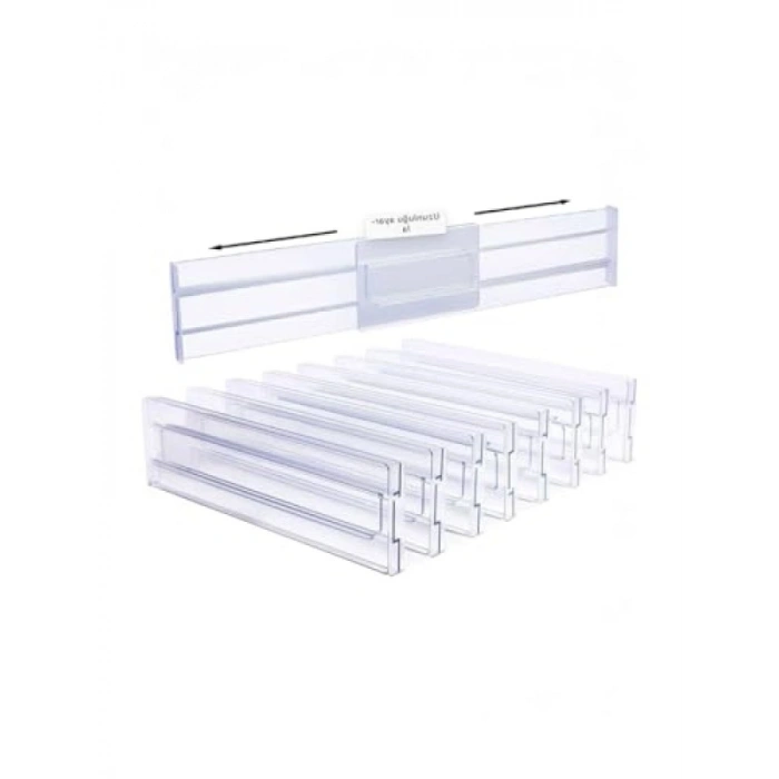 4 Adet Şeffaf Teleskopik Çekmece Bölücü Organizer