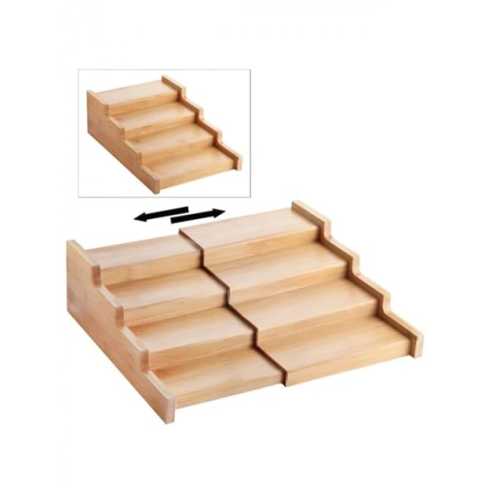 4 Basamaklı Genişletilebilir Bambu Baharatlık Standı
