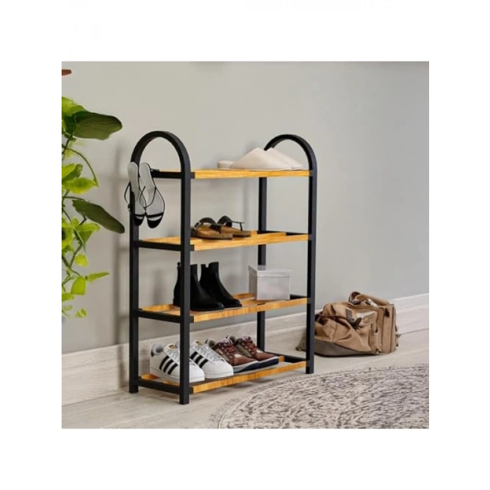 4 Bölmeli Ahşap Ayakkabılık, 8 Çift Kapasite