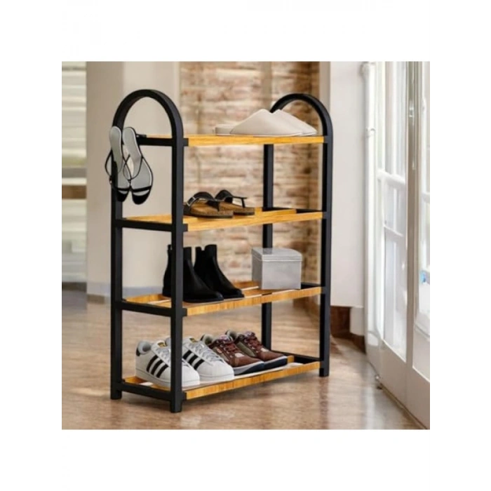 4 Bölmeli Ahşap Ayakkabılık, 8 Çift Kapasite