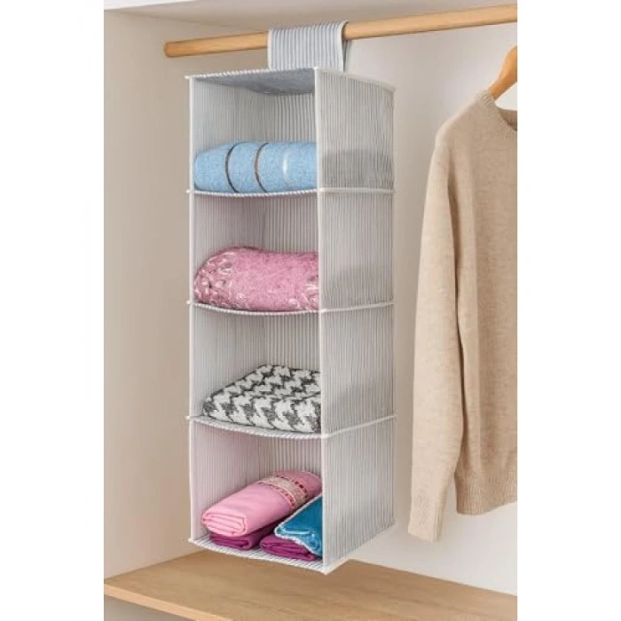 4 Bölmeli Askılı Dolap Düzenleyici - Gri