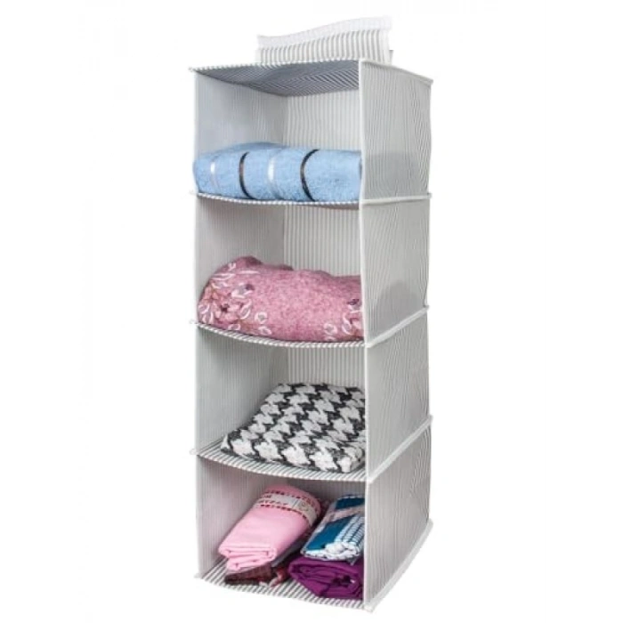 4 Bölmeli Askılı Dolap Düzenleyici - Gri