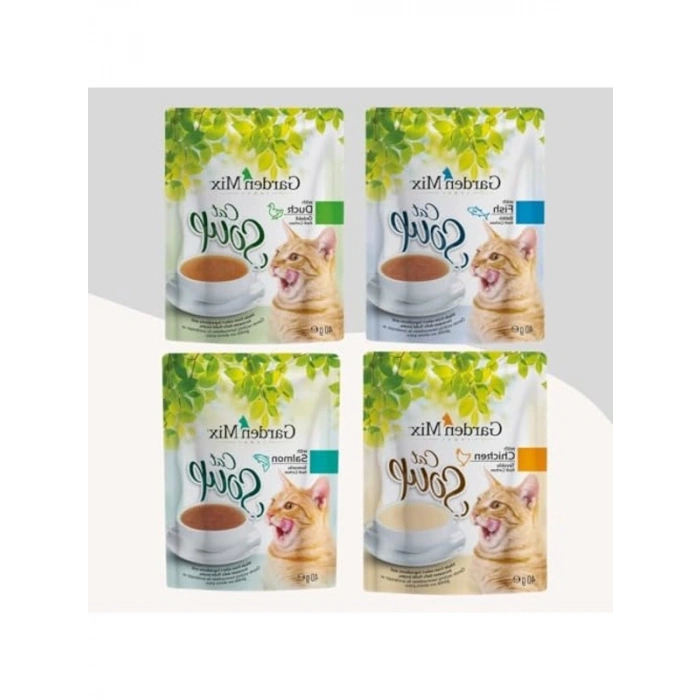 4 Farklı Aromalı Kedi Çorbası 4x40Gr (Tavuk-Somon-Ördek-Balık)