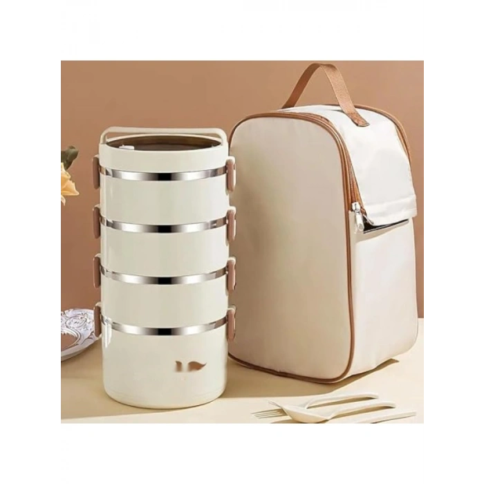 4 Gözlü Çelik Isı Yalıtımlı Yemek Kabı Seti