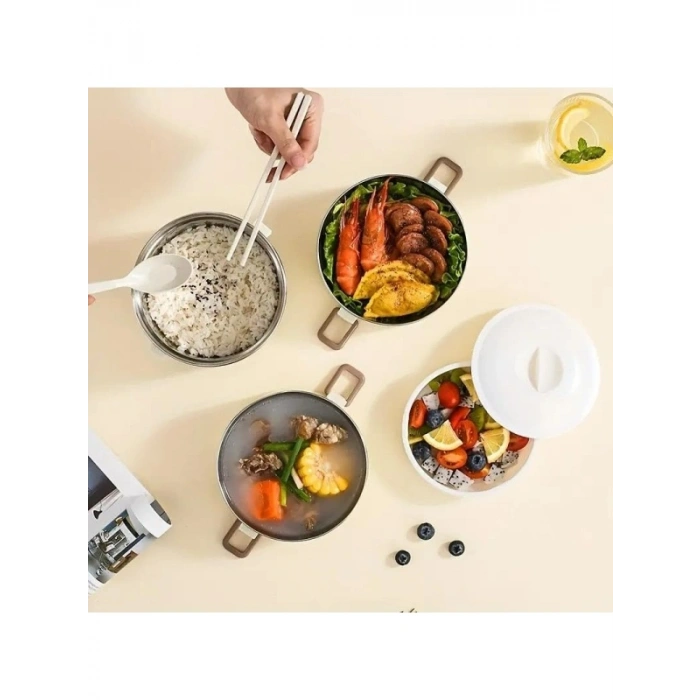 4 Gözlü Çelik Isı Yalıtımlı Yemek Kabı Seti