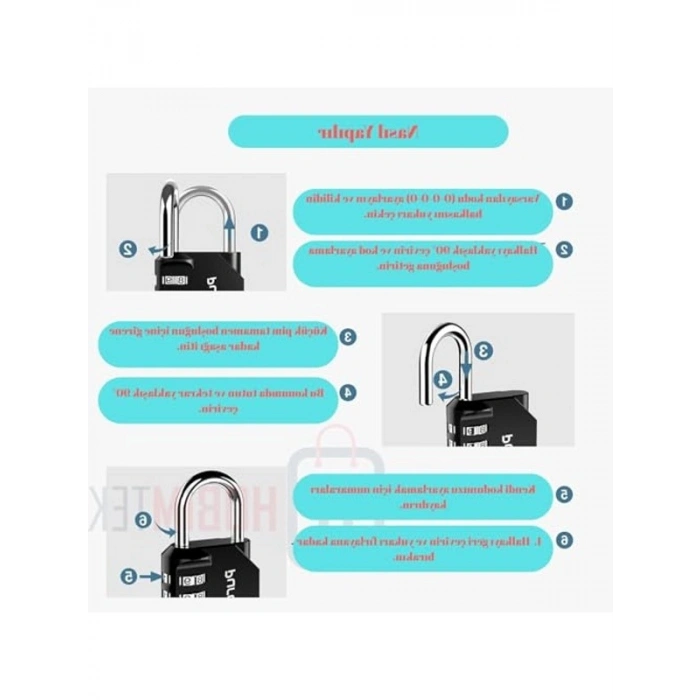 4 Haneli Şifreli Asma Kilit, Su Geçirmez ve Paslanmaz Çelik Yapı ile Güvenlik