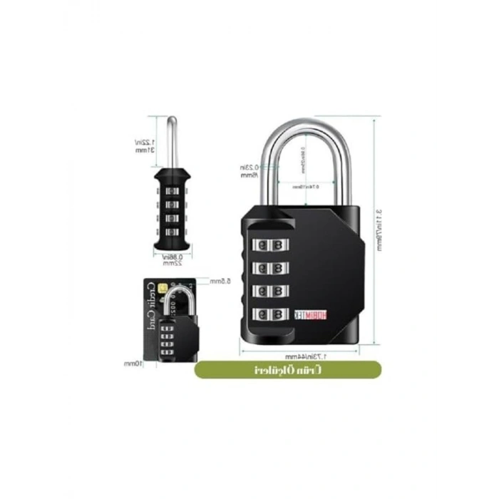 4 Haneli Şifreli Asma Kilit, Su Geçirmez ve Paslanmaz Çelik Yapı ile Güvenlik