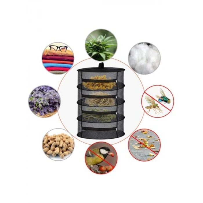 4 Katlı Fermuarlı Meyve Sebze Kurutma Filesi - Katlanabilir