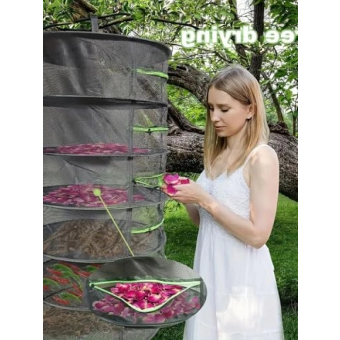 4 Katlı Fermuarlı Meyve Sebze Kurutma Filesi - Katlanabilir