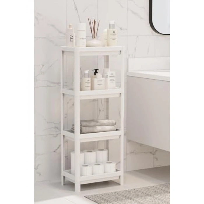 4 Katlı Plastik Düzenleyici Raf - Beyaz