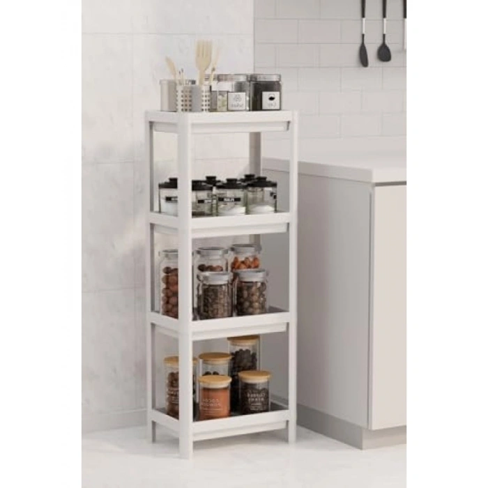 4 Katlı Plastik Düzenleyici Raf - Beyaz