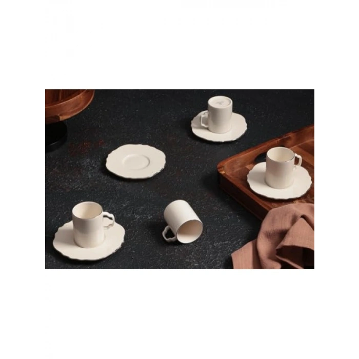 4 Kişilik Kahve Takımı, 80 cc Platin Detaylı